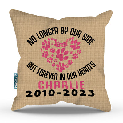 No Longer By our Side Pet Memorial Personalized Pillow Cover - 18" X 18"