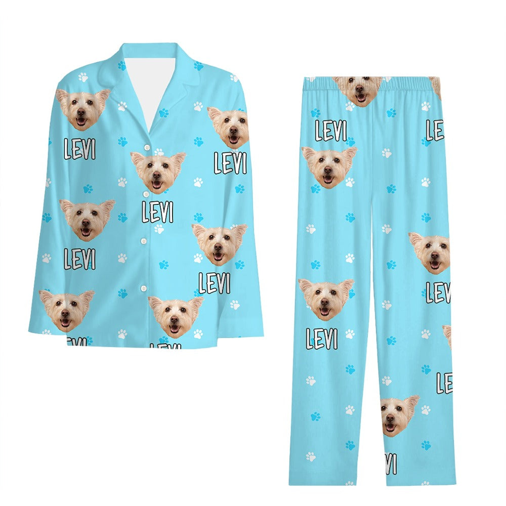 Personalized Pet's Face and Name Long Sleeve Photo Pajamas