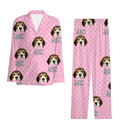 Personalized Pet's Face and Name Long Sleeve Photo Pajamas