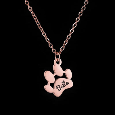 Personalized Paw Print Name Necklace