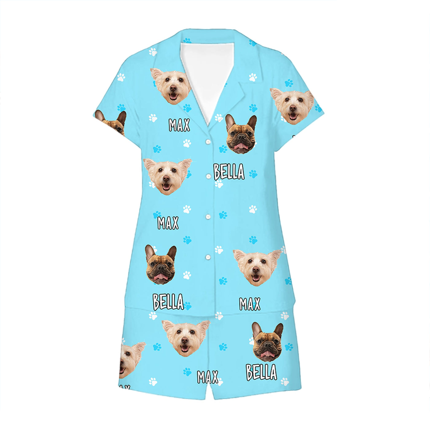 Personalized Pet Face & Name Ice Silk Pajama Set