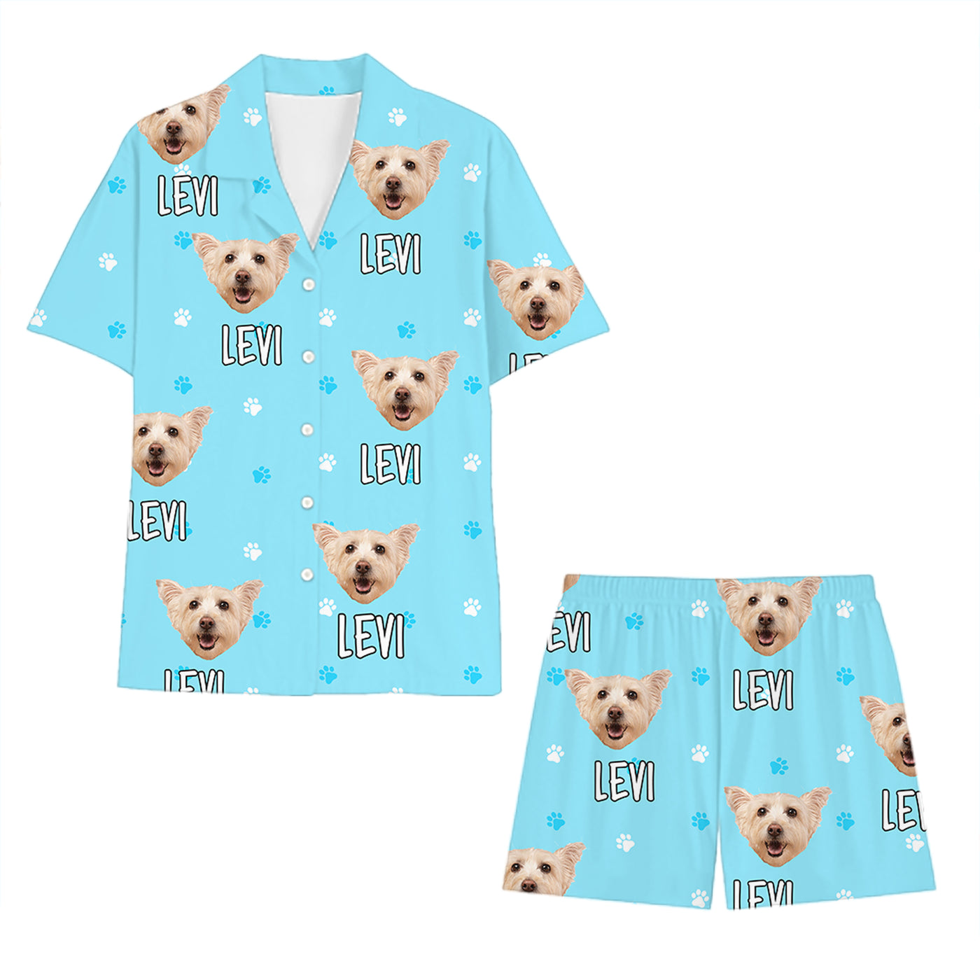 Personalized Pet's Face and Name Short Photo Pajama Set