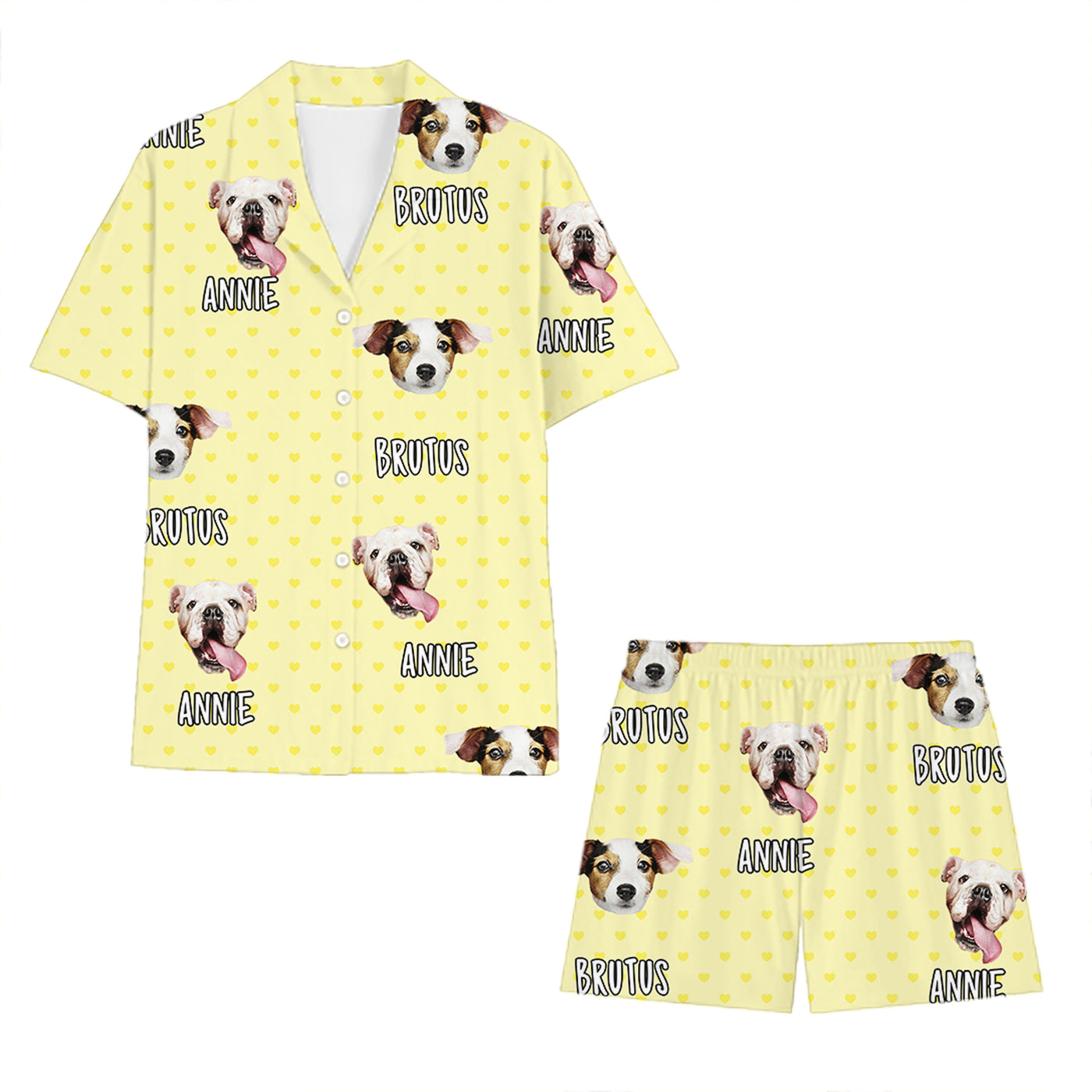 Personalized Pet's Face and Name Short Photo Pajama Set