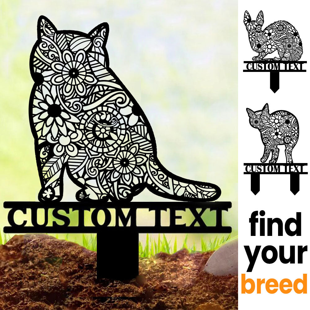 Custom Cat Breed Mandala/Zentangle Garden Stakes