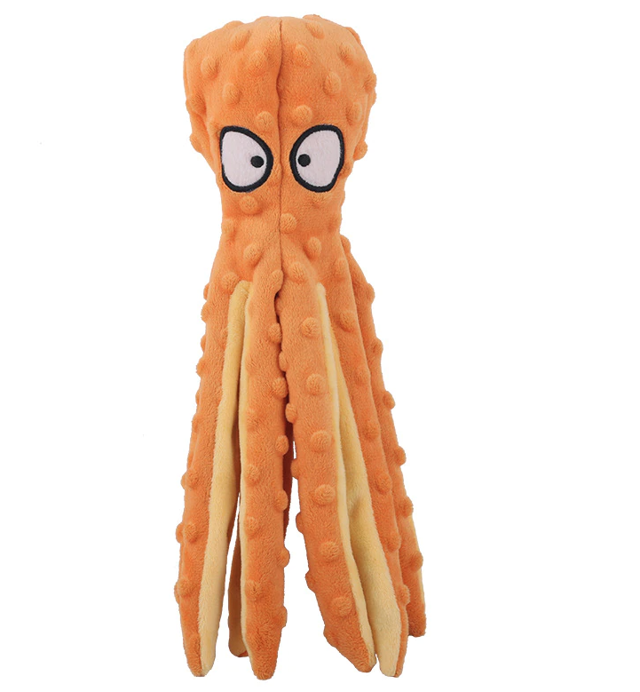 orange octopus shaped dog toy