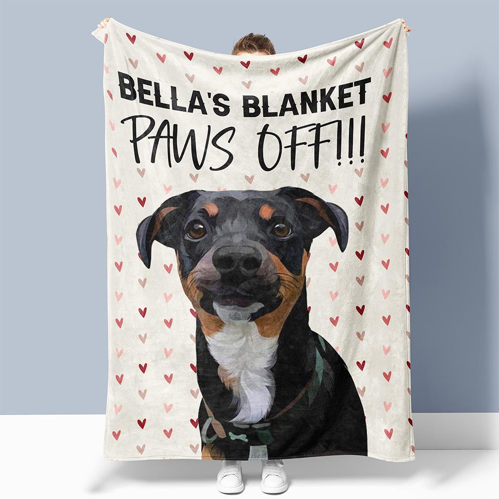 Custom Hand Drawn Pet Portrait Blanket MostlyPaws