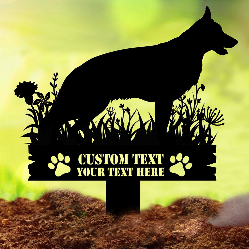 Custom Floral Dog Breed Silhouette Garden Stakes