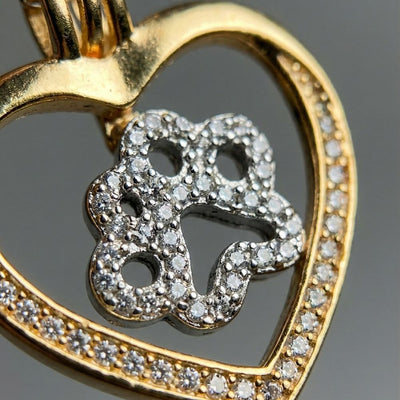 Forever In My Heart Paw Print Necklace – 925 Sterling Silver & 14K Gold