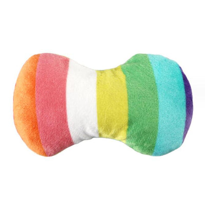 Rainbow colored dog toy