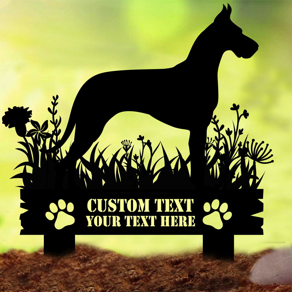 Custom Floral Dog Breed Silhouette Garden Stakes