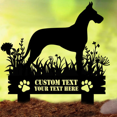 Custom Floral Dog Breed Silhouette Garden Stakes