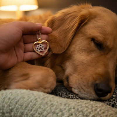 Forever In My Heart Paw Print Necklace – 925 Sterling Silver & 14K Gold