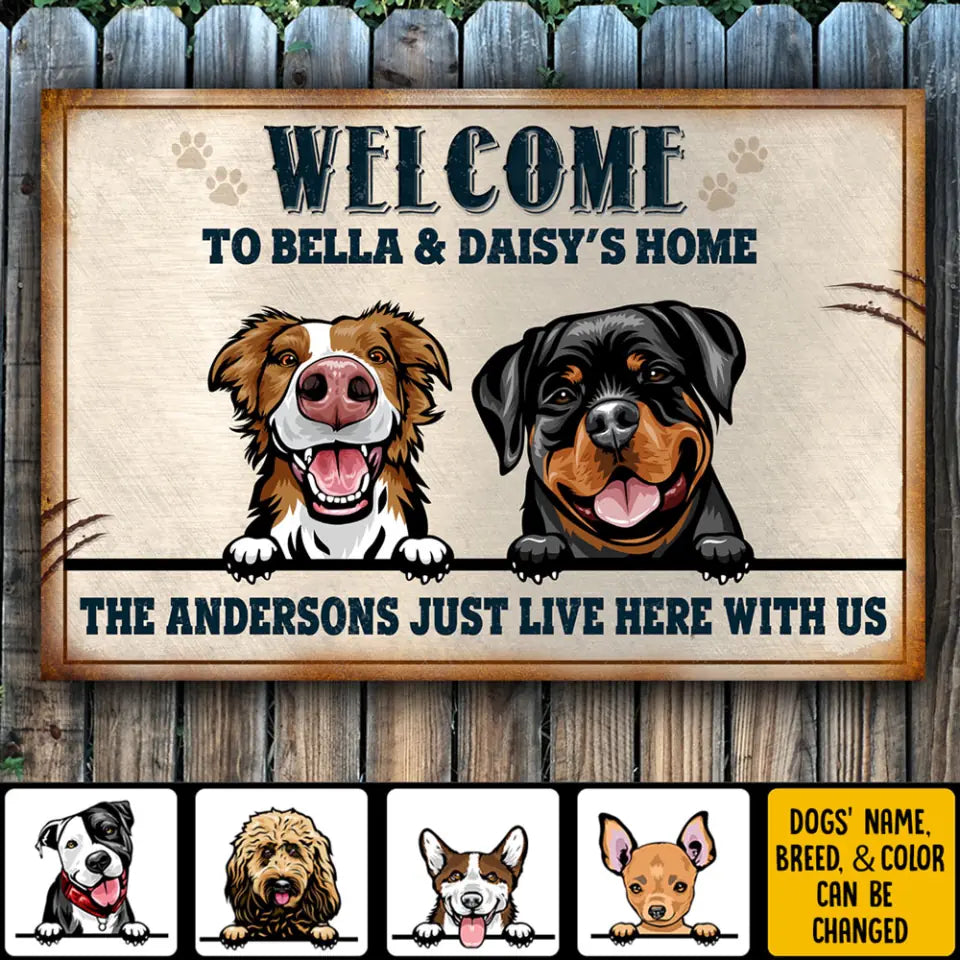 Welcome To Our Home Dog - Personalized Metal Sign