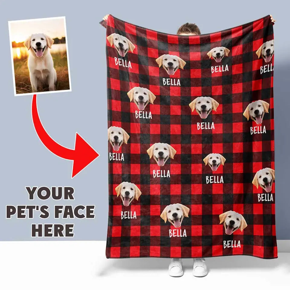 Personalized Pet Face & Name Blanket