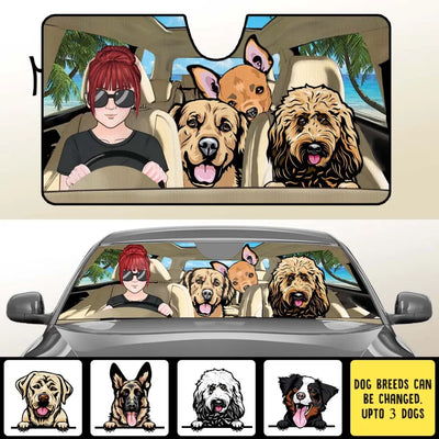 Pets and Humans Personalized Car Windshield Sunshade - Right-Hand Drive