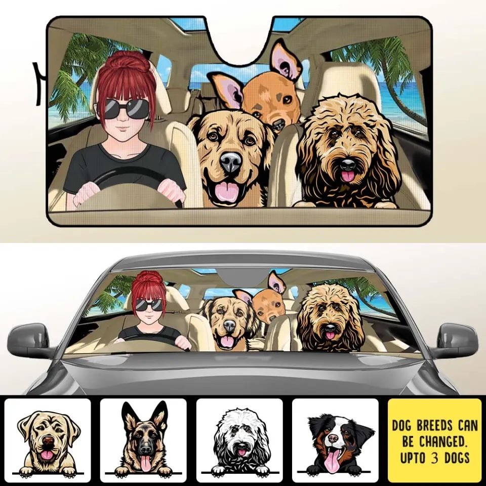 Pets and Humans Personalized Car Windshield Sunshade - Right-Hand Drive