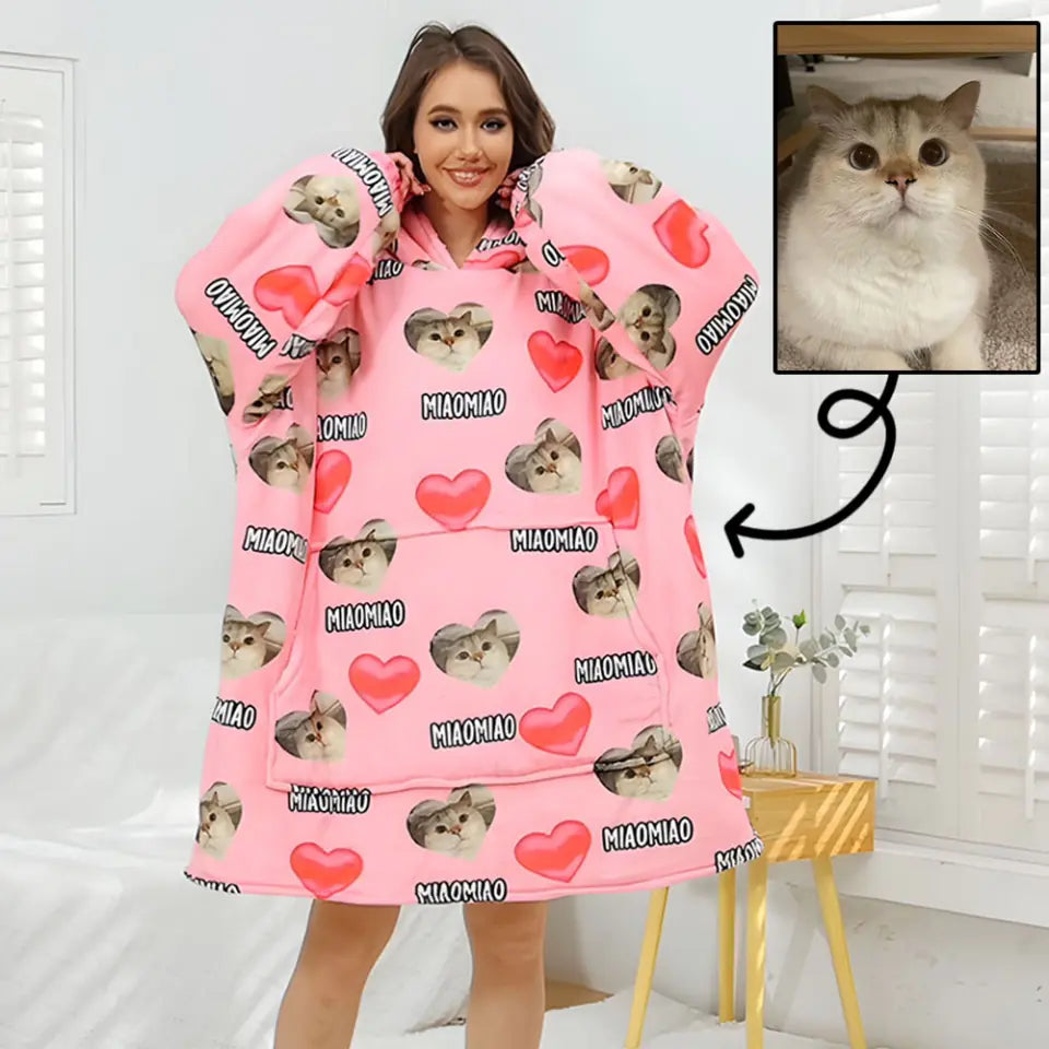 Personalized Love Big Snuggle Photo Blanket Hoodie