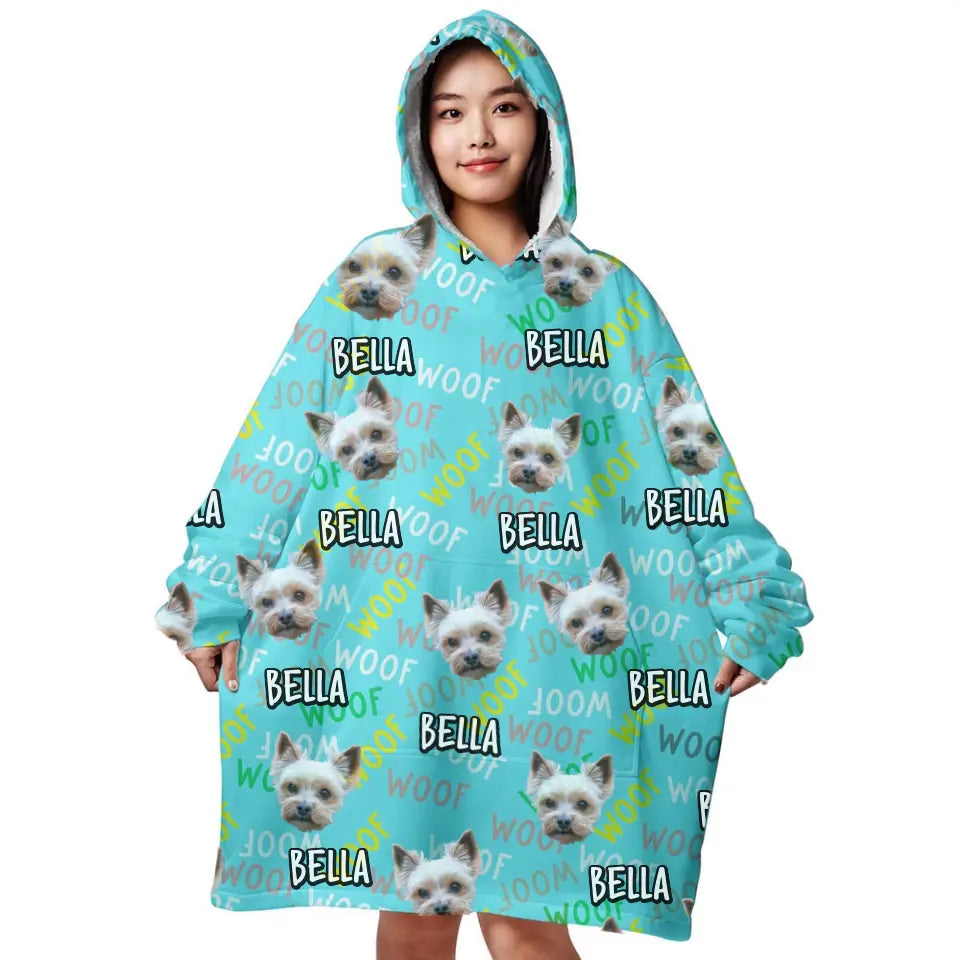 Personalized Pet Photo Oversized Wearable Blanket Hoodie