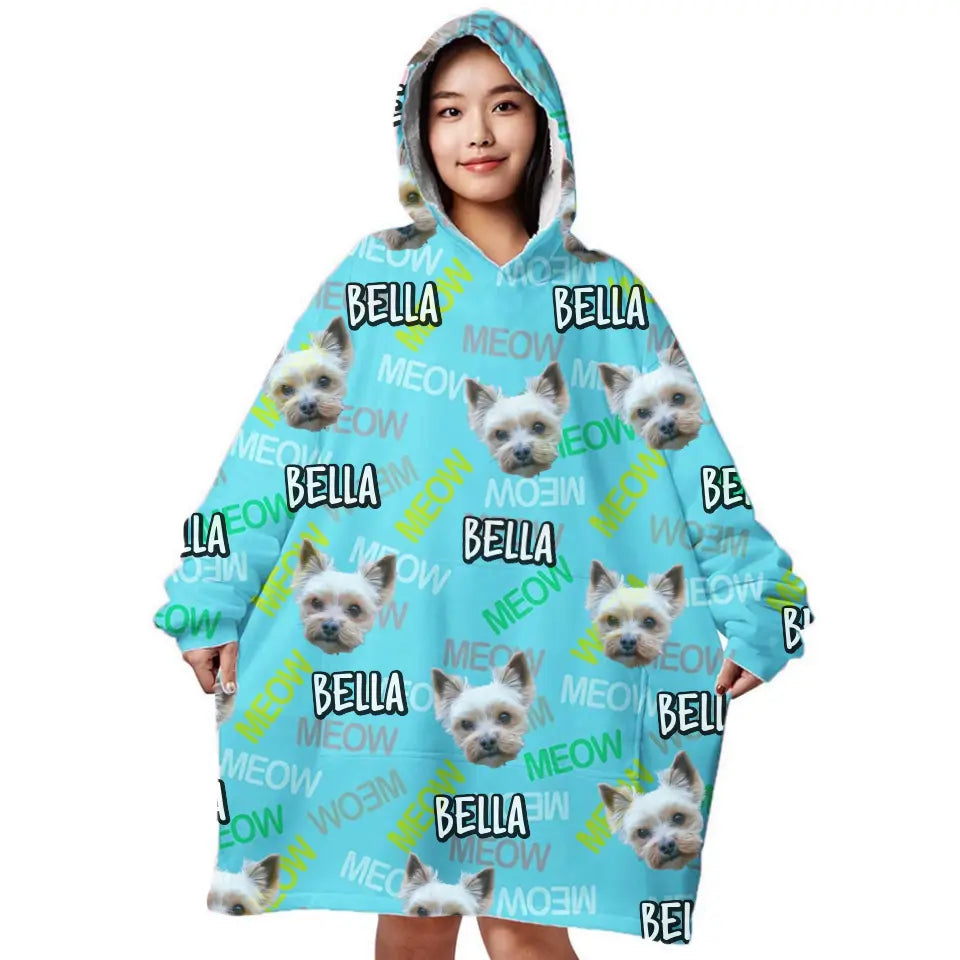 Personalized oversized hoodie - custom made with three pets photo. buy Blanket with sleeves, hood