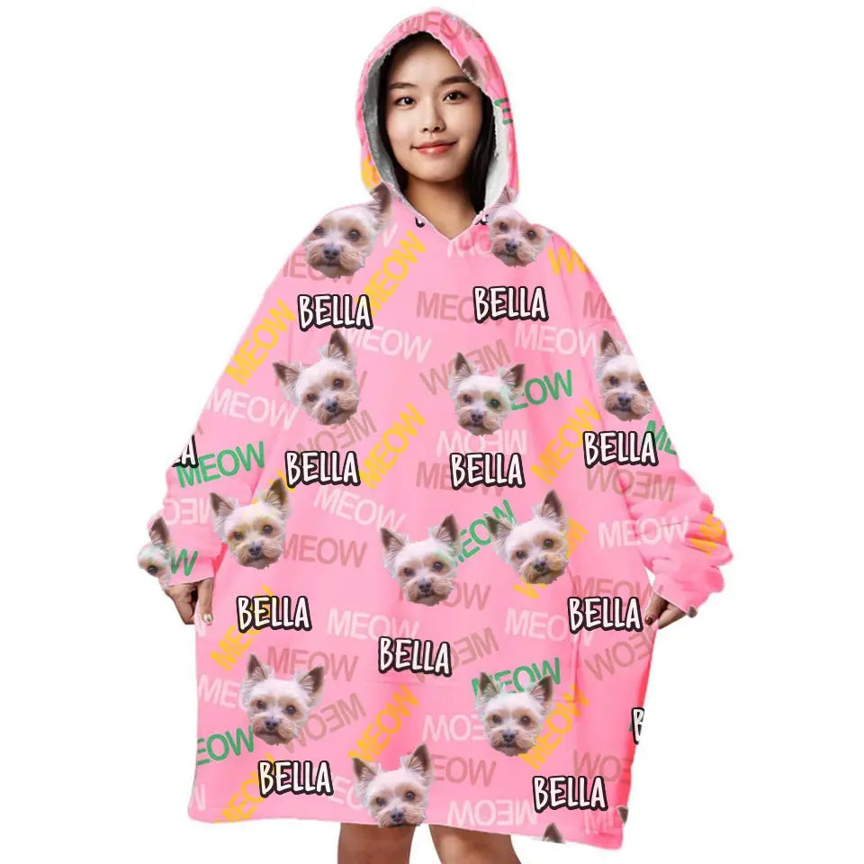 Personalized Pet Photo Oversized Wearable Blanket Hoodie