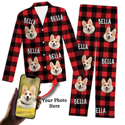 Personalized Pet's Face and Name Long Sleeve Photo Pajamas