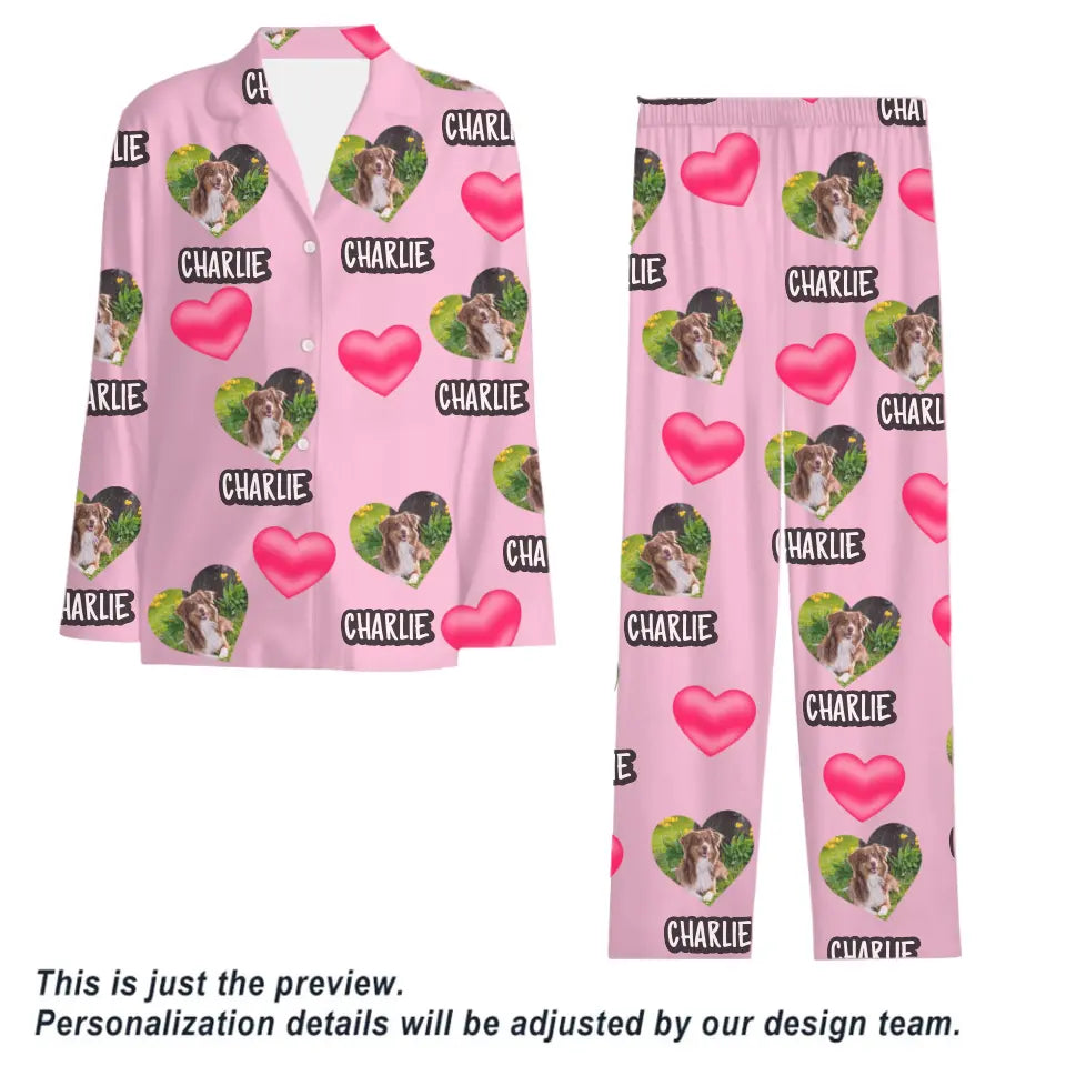 Personalized  Love Themed - Pet Photo Pajamas For Adults