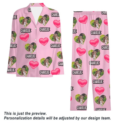 Personalized  Love Themed - Pet Photo Pajamas For Adults