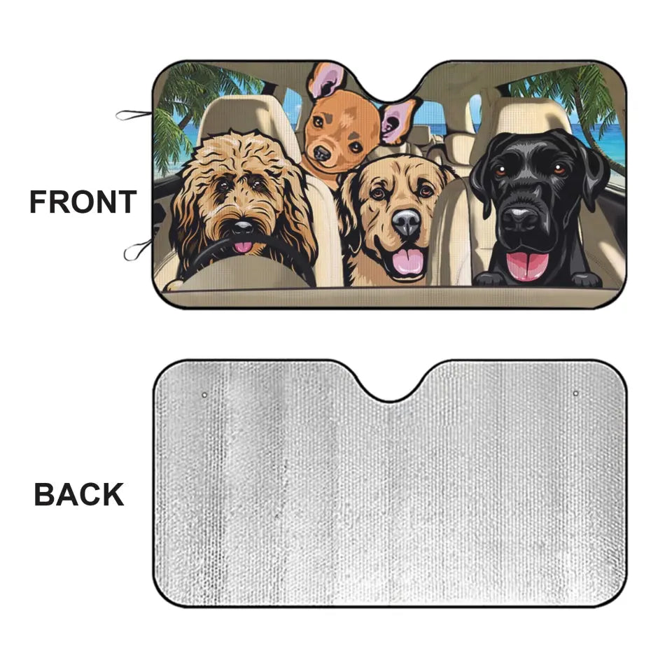 Pets and Humans Personalized Car Windshield Sunshade - Right-Hand Drive