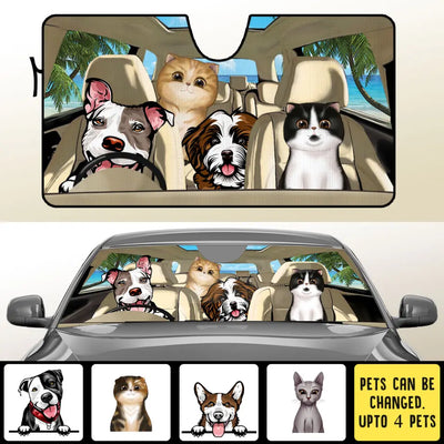 Pets Personalized Car Windshield Sunshade - Right-Hand Drive