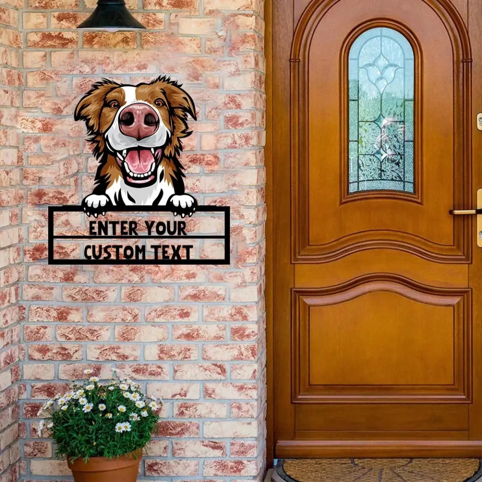 Custom Peeking Dog Metal Door/Gate Sign