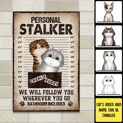 Personal Stalker Cat - Personalized Metal Sign