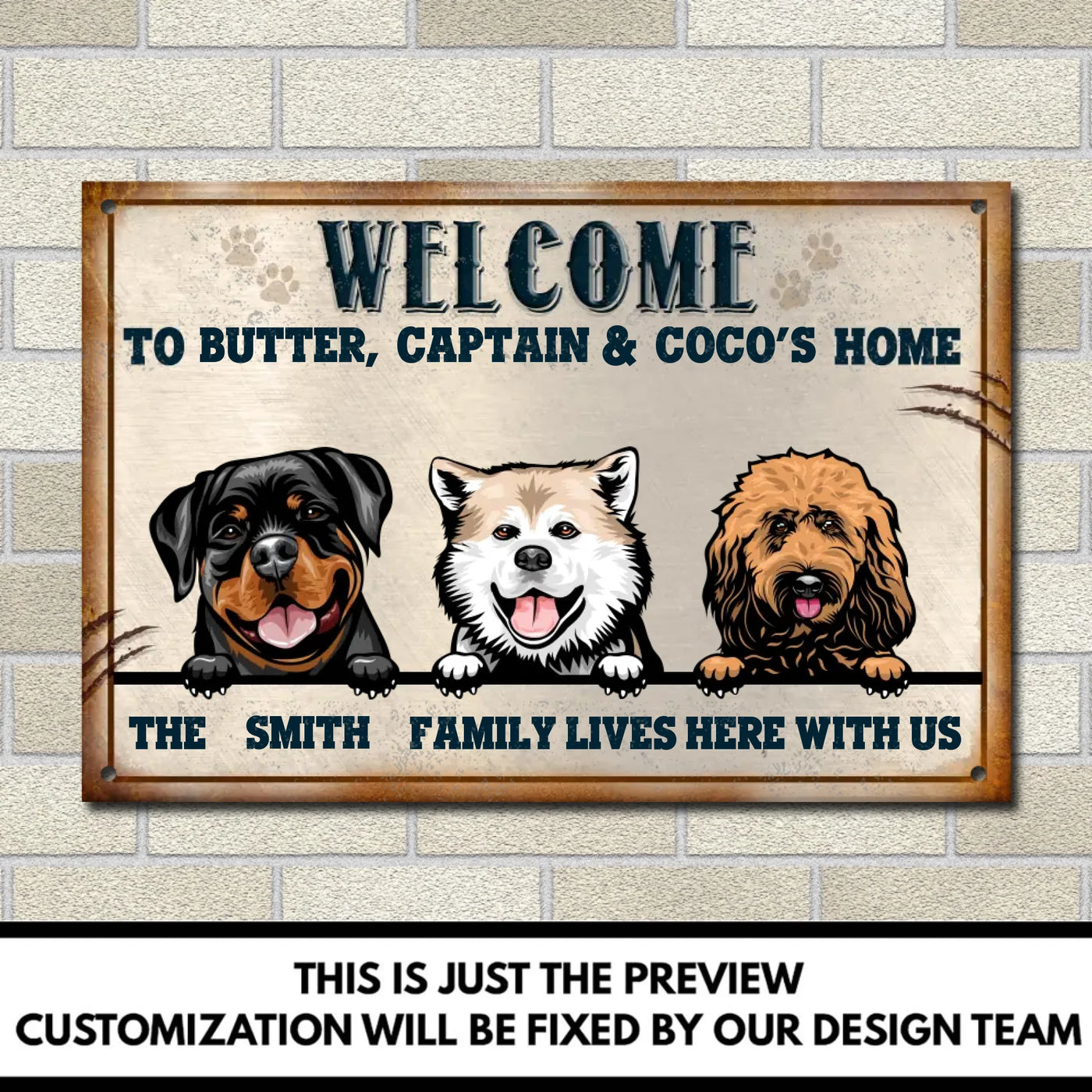 Welcome To Our Home Dog - Personalized Metal Sign