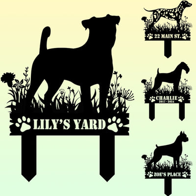 Custom Floral Dog Breed Silhouette Garden Stakes