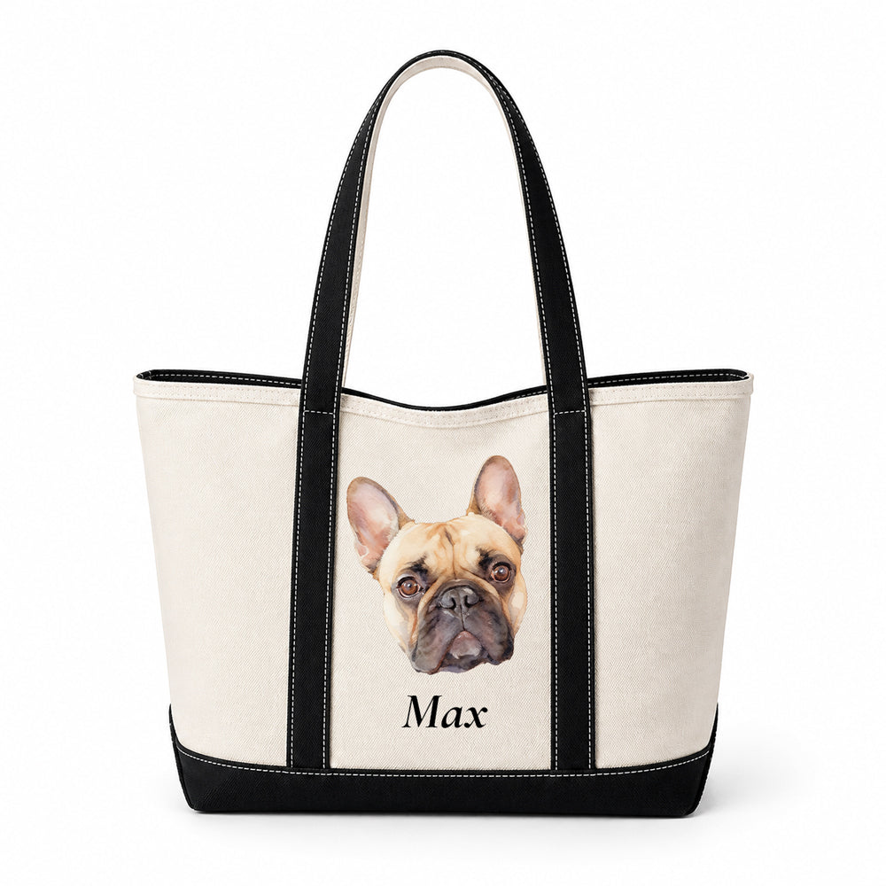 Custom Pet Photo Canvas Tote Bag, Personalized with Your Pet&