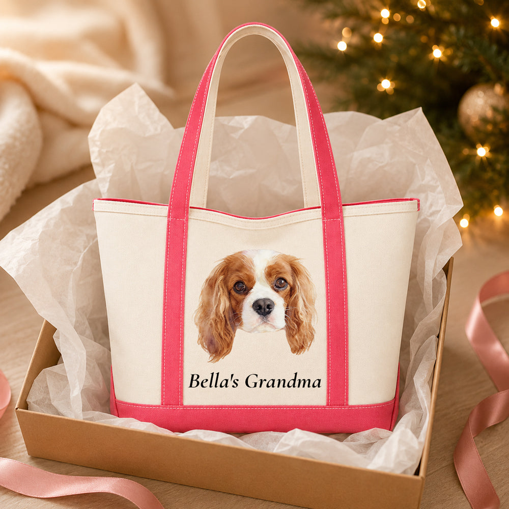 Custom Pet Photo Canvas Tote Bag, Personalized with Your Pet&