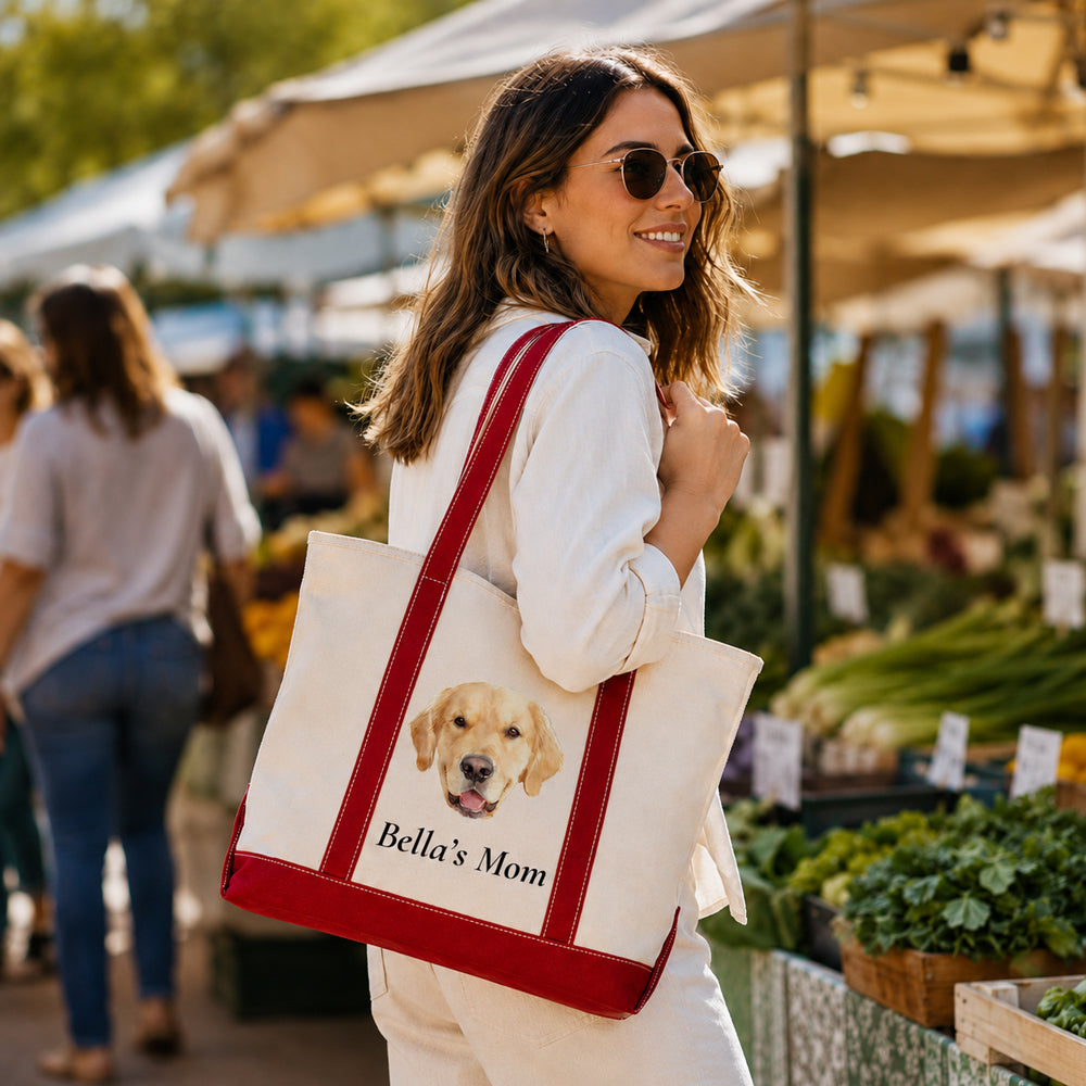 Custom Pet Photo Canvas Tote Bag, Personalized with Your Pet&