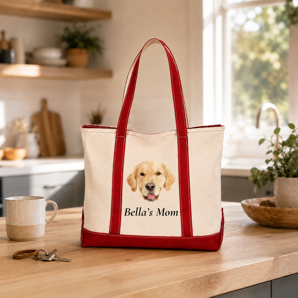 Custom Pet Photo Canvas Tote Bag, Personalized with Your Pet&