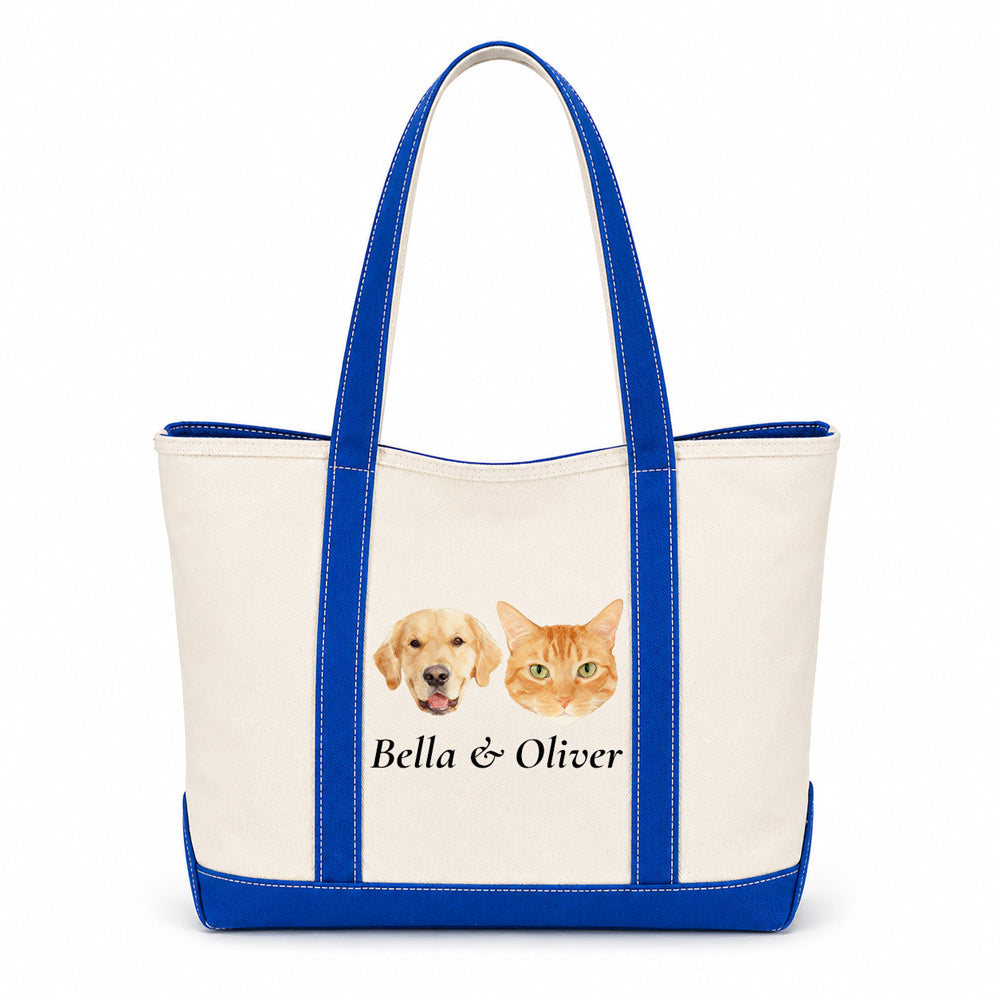 Custom Pet Photo Canvas Tote Bag, Personalized with Your Pet&