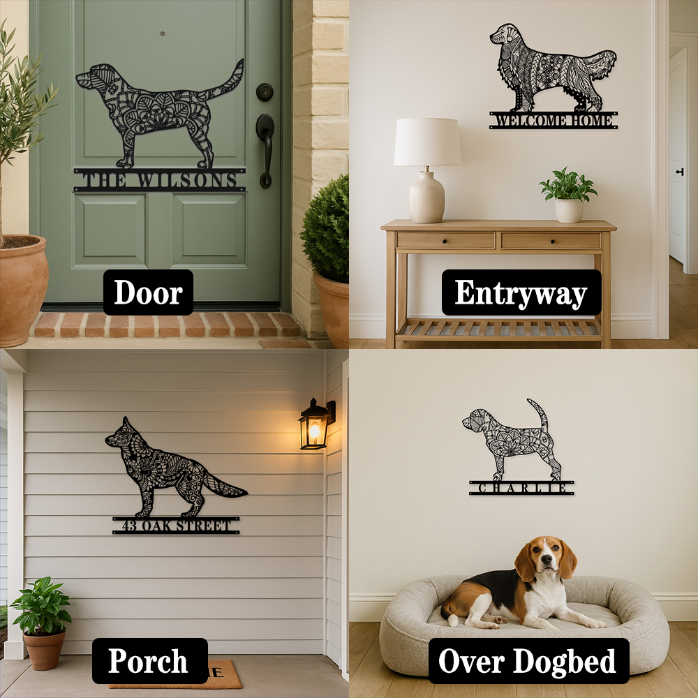 Personalized Dog Breed Mandala Metal Wall & Door Sign