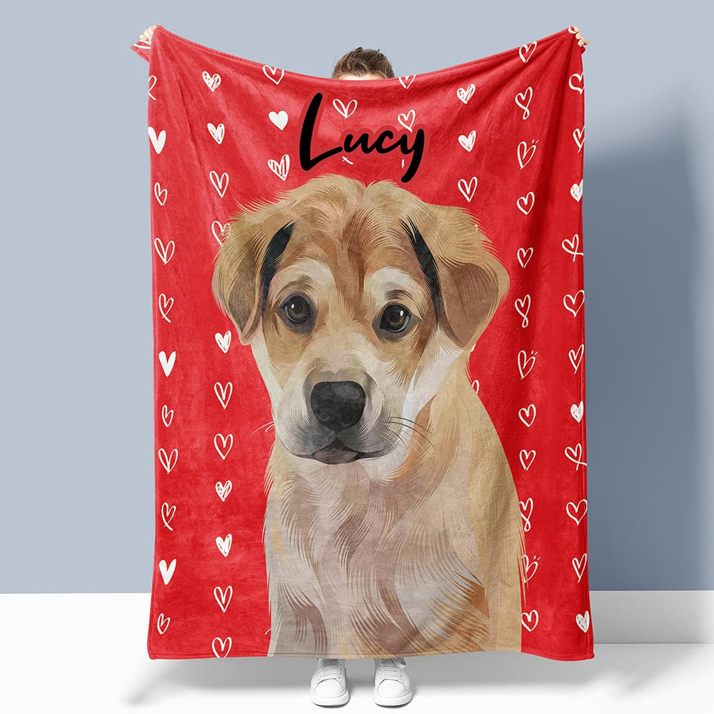 Custom Hand Drawn Pet Portrait Blanket