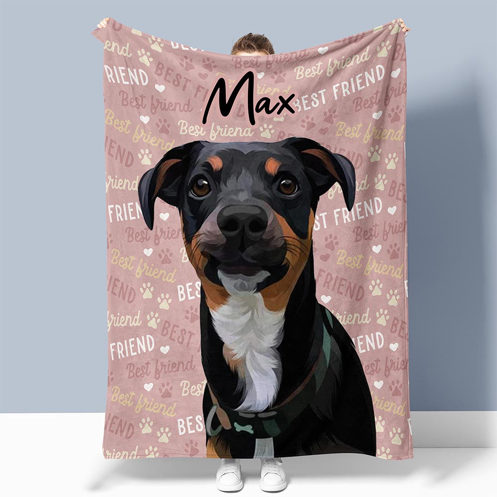 Custom Hand Drawn Pet Portrait Blanket