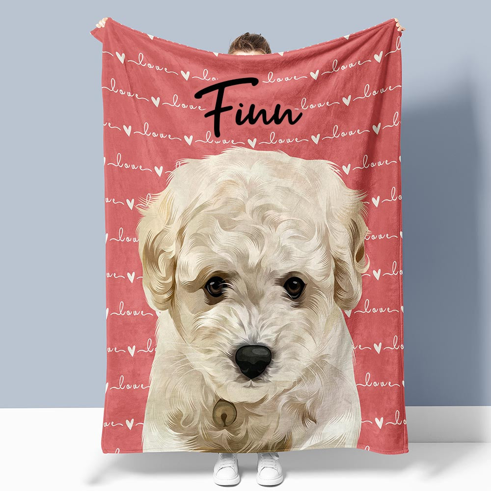 Custom Hand Drawn Pet Portrait Blanket