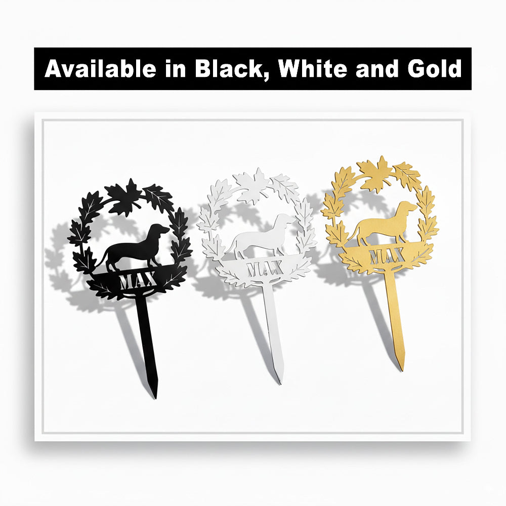 Custom Fall Leaf Dog Garden Stake – Personalized Yard Décor with Dog Breed & Name