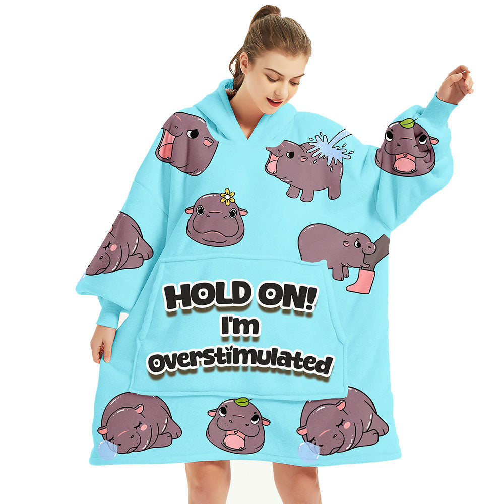 Moo Deng Oversized Wearable Blanket Hoodie