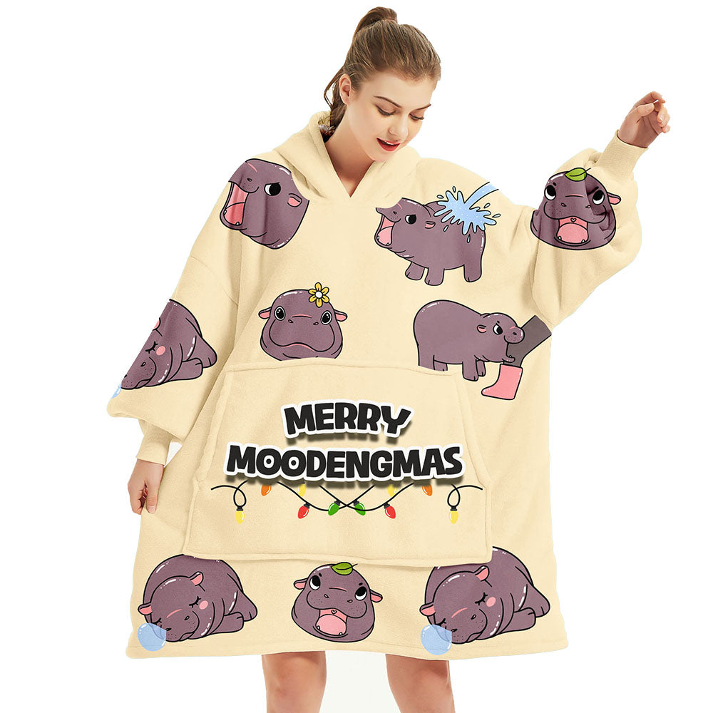 Moo Deng Oversized Wearable Blanket Hoodie