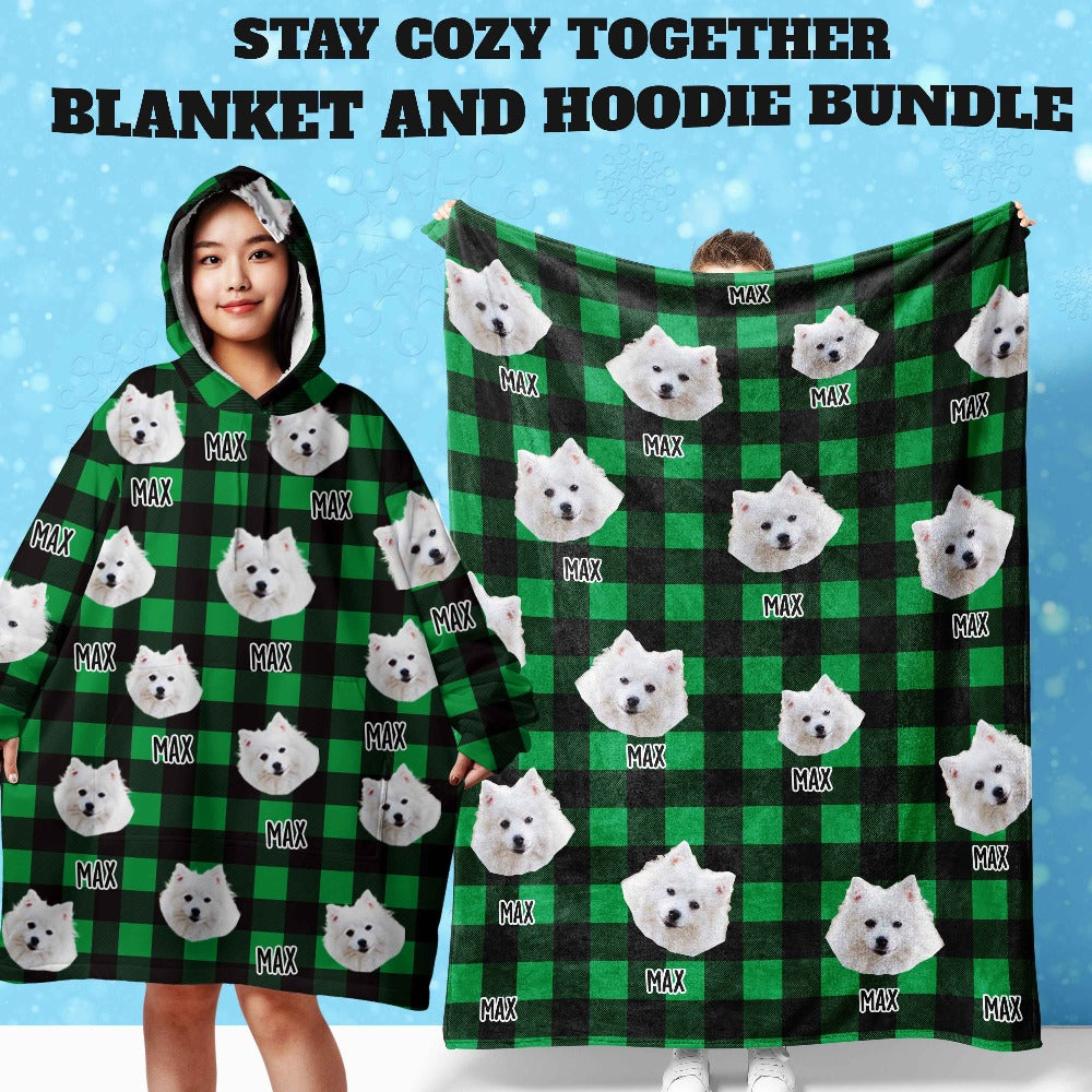 Stay Cozy Together Photo Blanket and Blanket Hoodie Bundle