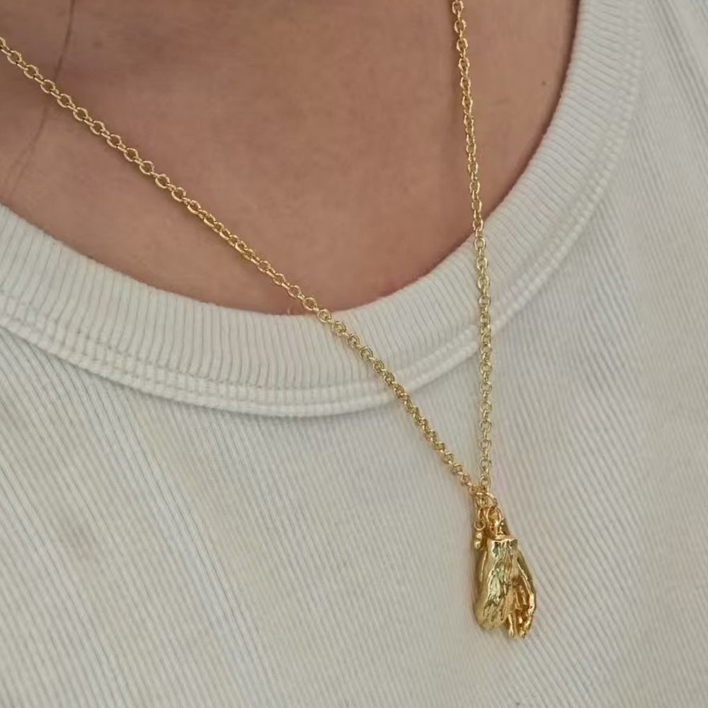 Forever Connected – Paw in Hand Pendant Necklace