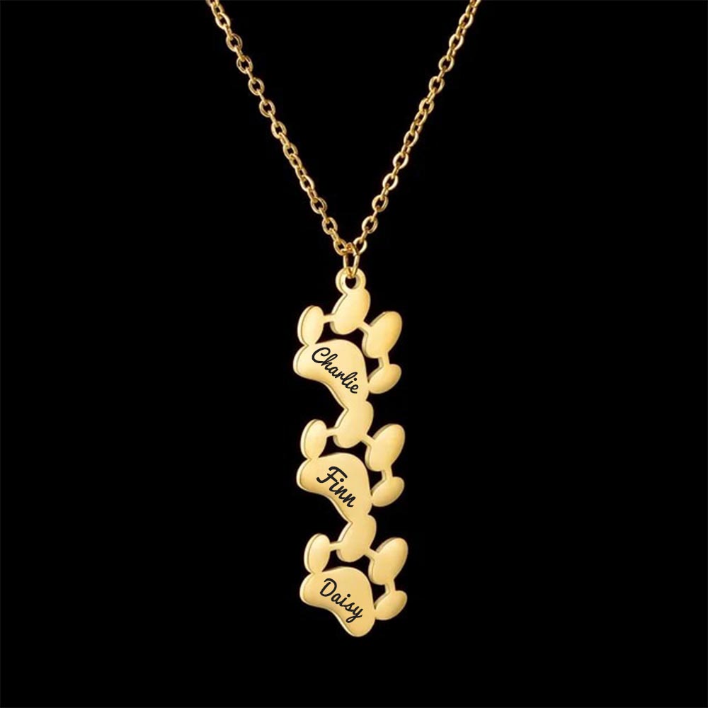 Custom paw fashion print necklace gold