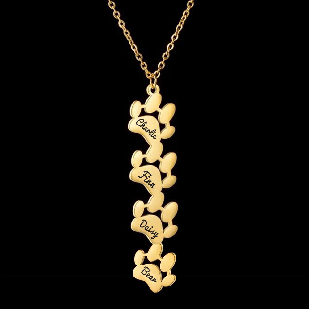 Personalized Paw Print Name Necklace