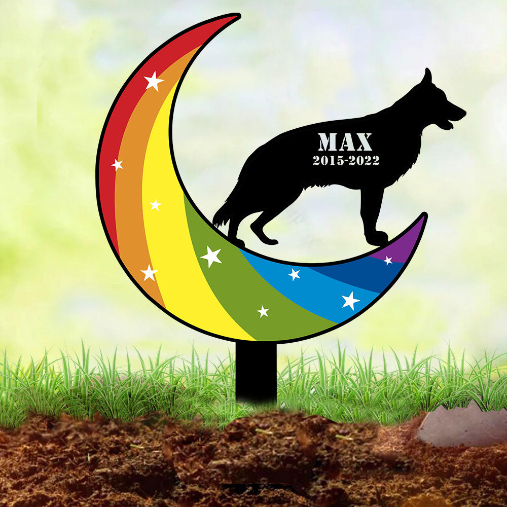 Personalized Rainbow Moon Pet Memorial Garden Stake